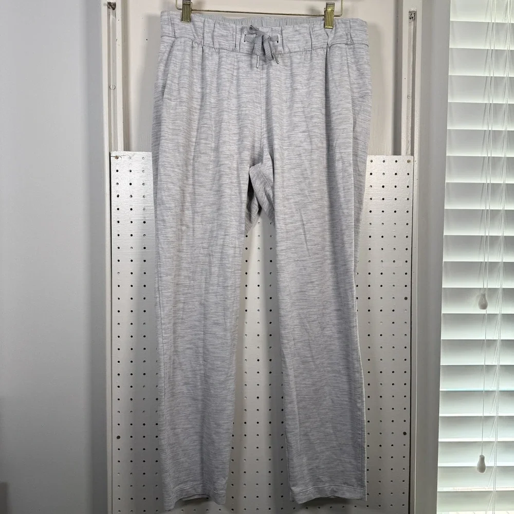 Lululemon On The Fly Pants Womens 10 Gray Space Dye Drawstring Waist Performance